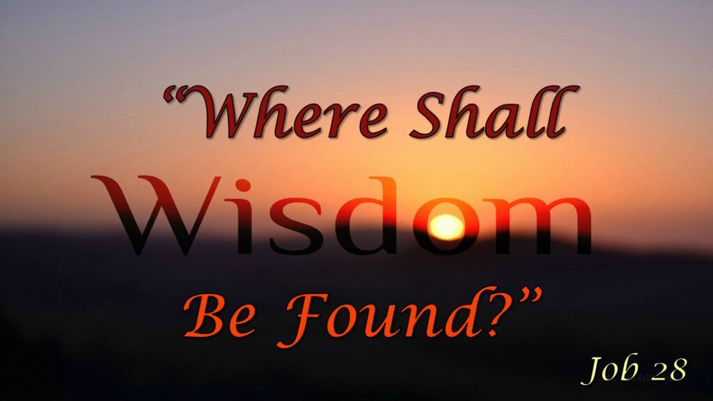 “Where Shall Wisdom Be Found?”